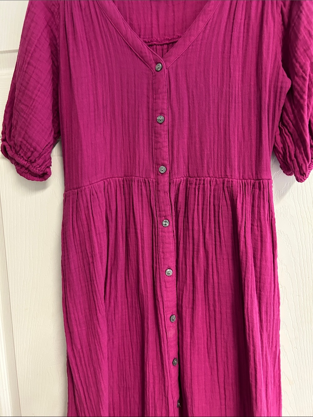 Sonoma Magenta Button-Front Midi Dress. WORN ONCE - Picture 7 of 11
